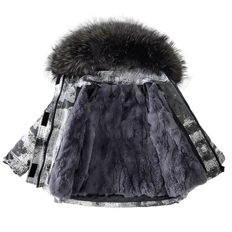Детская куртка с капюшоном OFTBUY толстая теплая парка из кроличьего меха Рекс и
