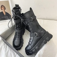 2021 high quality womens mid tube boots autumn and winter womens boots zipper lace up riding boots high heels women snow boots
