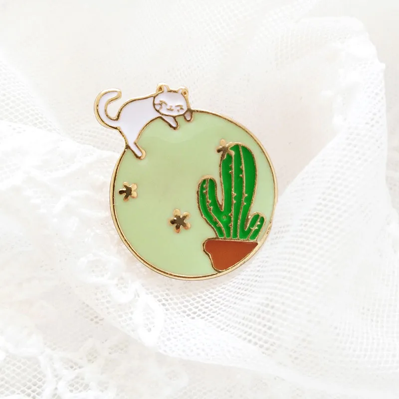 Carvejewl Korea design new Animal Cat Bear Snow Mountain Cactus Cartoon Astronaut Planet enamel Brooch wholesale Fashion Jewelry | Украшения