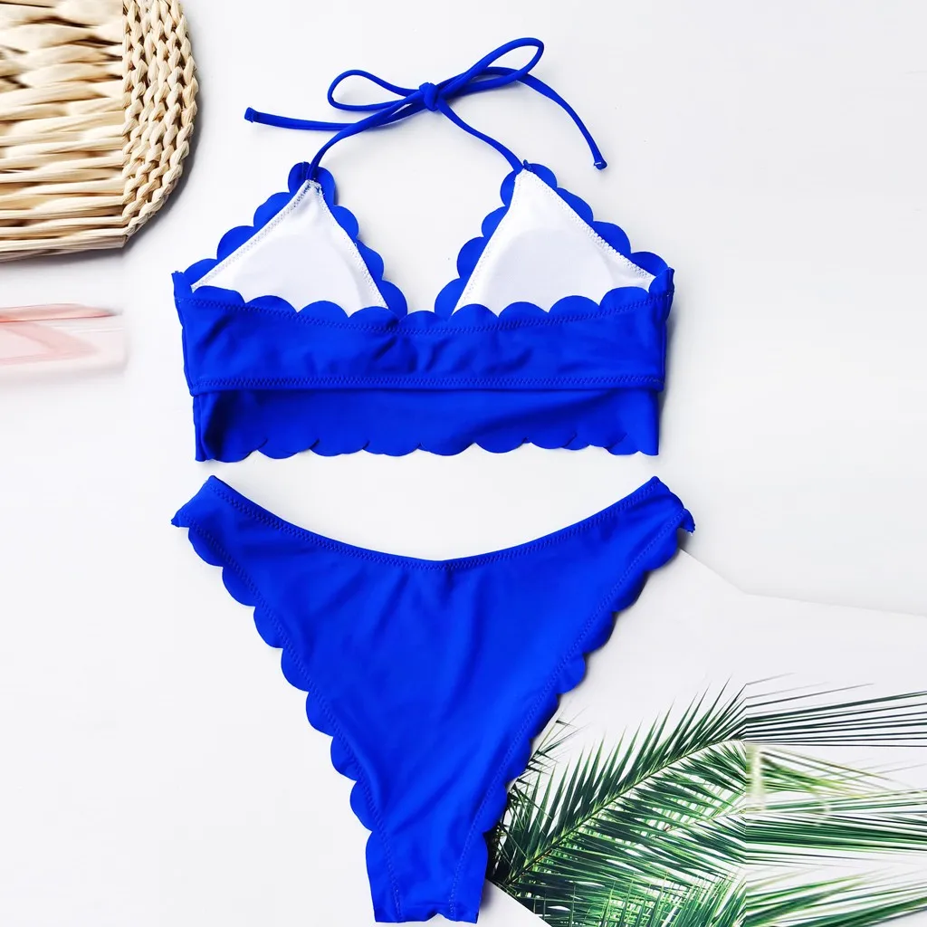 Женский однотонный бюстгальтер с чашками пуш ап бикини пляжный комплект