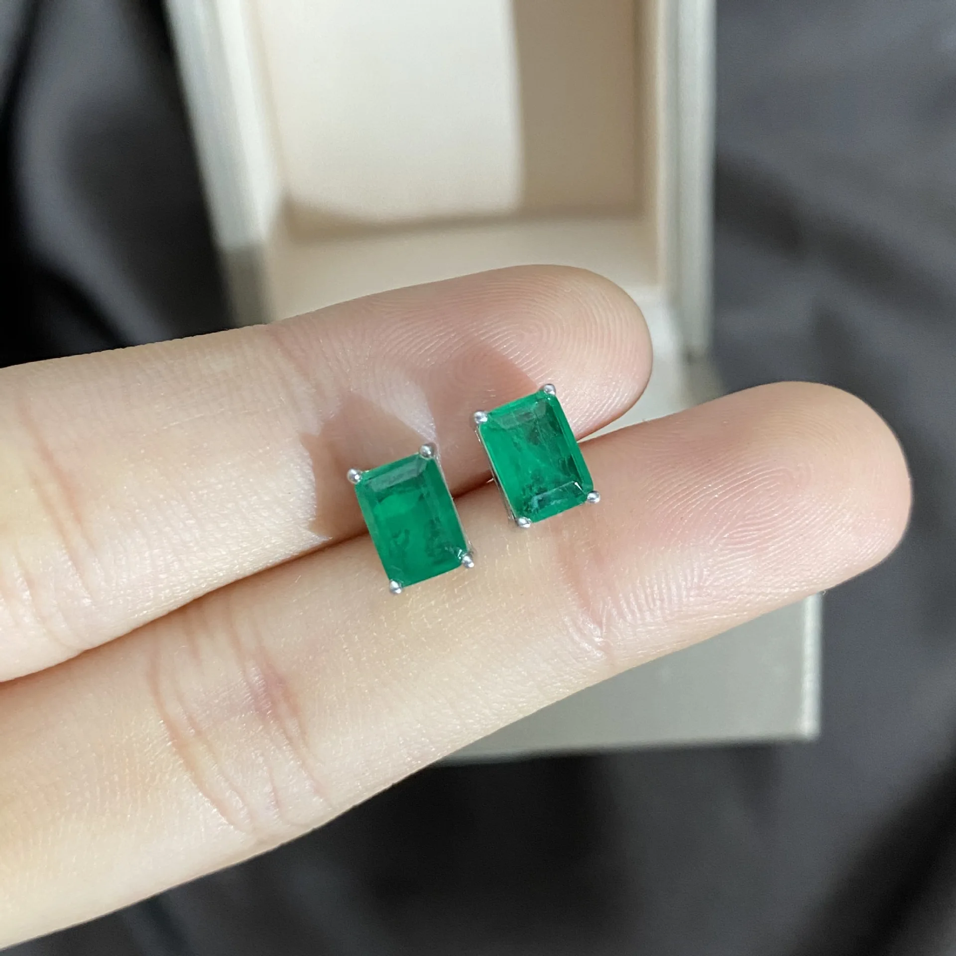 

Earrings for Woman 100% 925 Sterling Silver Created Nano Emerald Simple Earring Needles High Quality Accessories Fine Jewelry