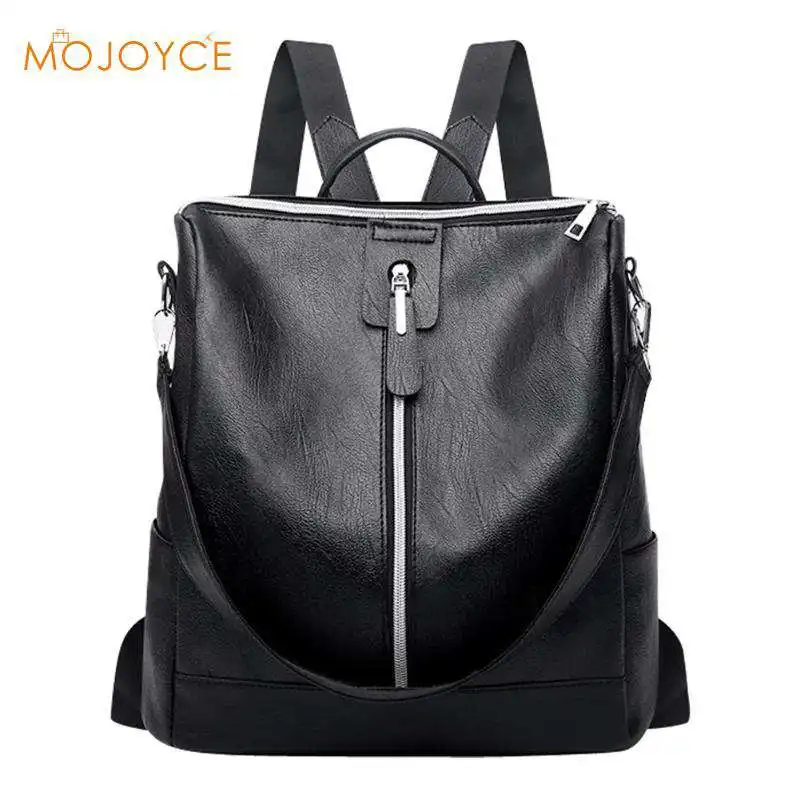 Простой кожаный рюкзак mochila, женский рюкзак на молнии, рюкзак, Студенческая сумка, женские большие повседневные дорожные сумки, mochila feminina sac - Цвет: 01