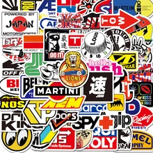 50/100PCS Cool Racing Car Modification JDM Logo Stickers Aesthetic Laptop Car Waterproof DIY Graffiti Decal Sticker Pack Kid Toy