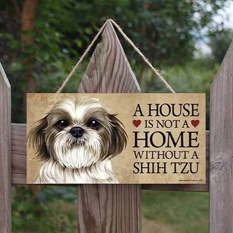 Деревянная бирка для собак доска подвешивания домик не дома без Shih Tzu Bulldog Westie