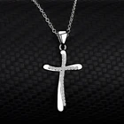 Женское ожерелье с крестом из серебра 925 пробы, Классическая Подвеска-цепочка до ключиц, христианские верующие в Иисусе