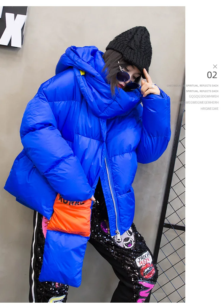 Oversize Down Jacket women Streetwear Warm Parka thick winter Coat Women Hooded Cotton Jackets Retro Coat With a scarf 234