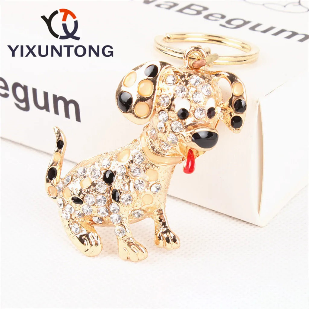 Мультфильм милый сплав золотой кристалл собака брелок для девочек сумка