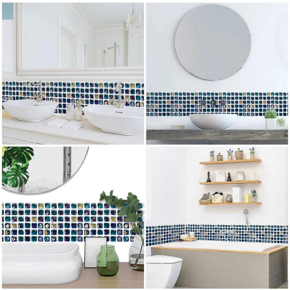 6 PCS Self-adhesive 3D Mosaic Wall Stickers European Simulation Geometric Tile Living Room adesivo de parede | Дом и сад