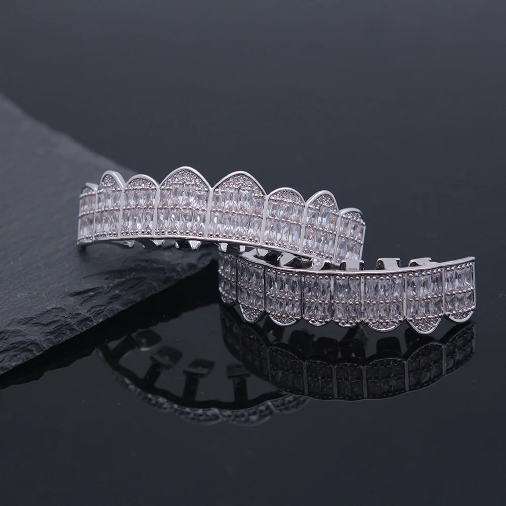 Хип хоп зубные грили со льдом ААА Циркон Клык Рот зубы Grillz шапки набор для мужчин