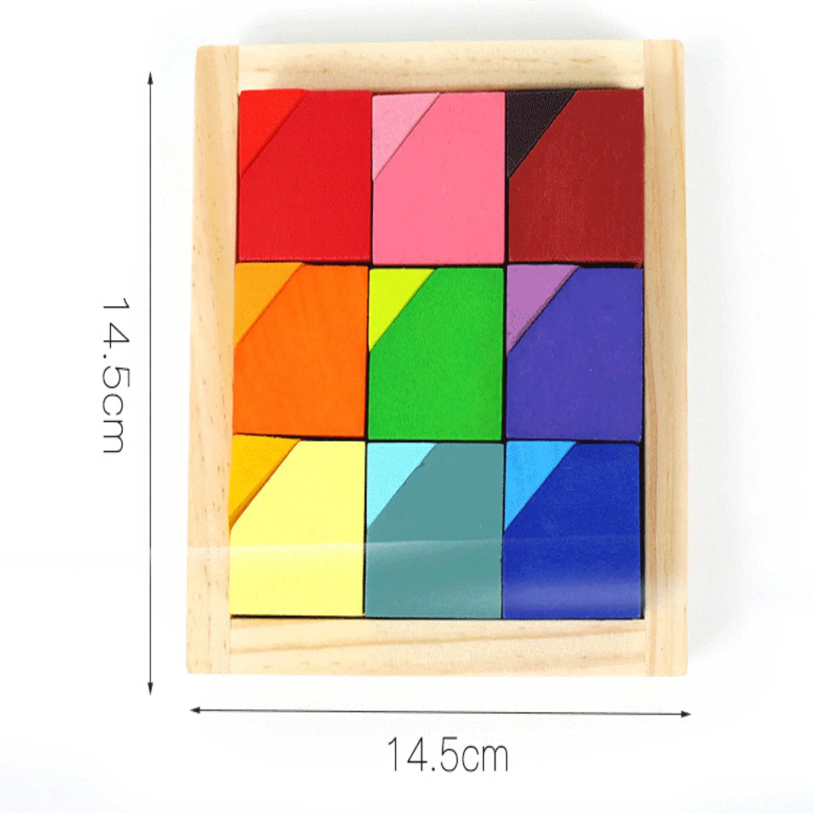 

Wooden Rainbow Corner Stone Color Square Three-dimensional Block Corner Pattern Puzzle Colorful Tangram Intellectual Toy R5