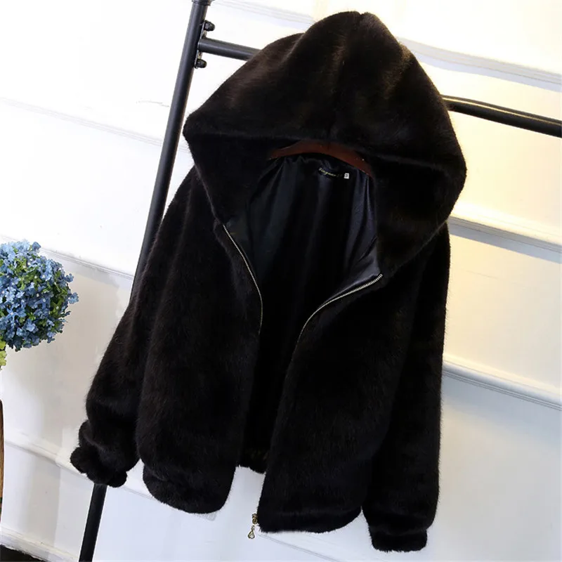 Женское пальто из искусственного меха белого S 3XL размера плюс свободная куртка с