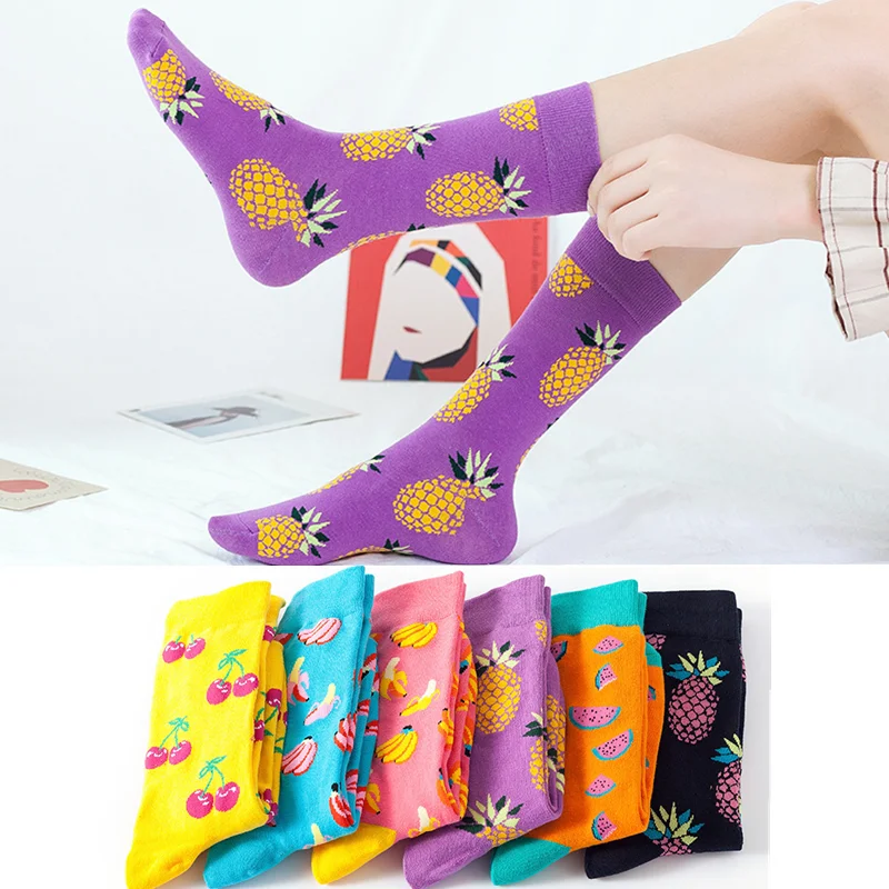 

Men/Women Happy Funny Socks with Print Art Cute Winter Socks with Avocado Sushi Food Cotton Fashion Harajuku Socks Inscriptions
