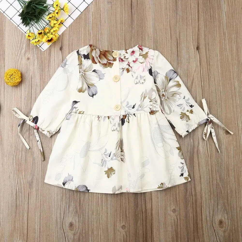 Осеннее платье для маленьких девочек трапециевидной формы с длинными рукавами и