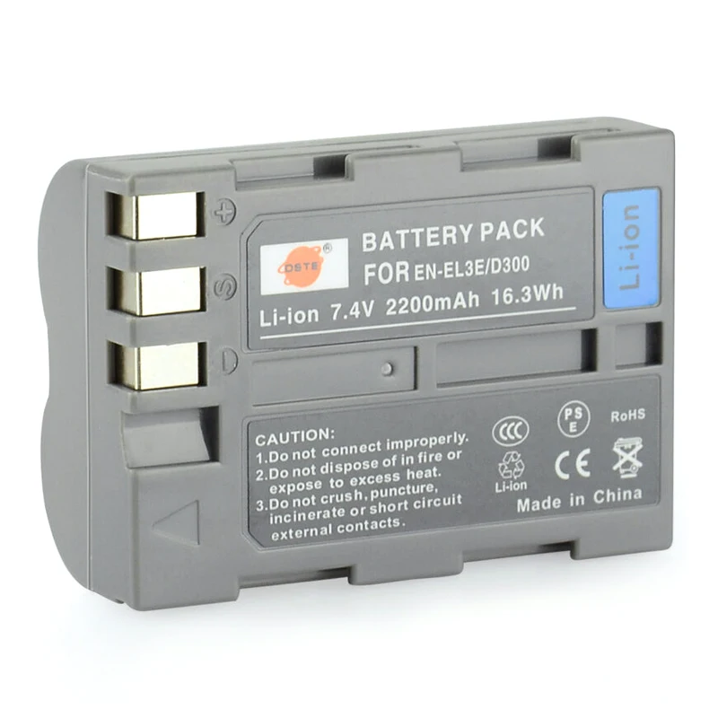 3 шт. 2200 мАч 7 4 V DSTE EN-EL3E ENEL3 D300 цифровой аккумулятор DSLR 1 * Зарядное устройство для Nikon