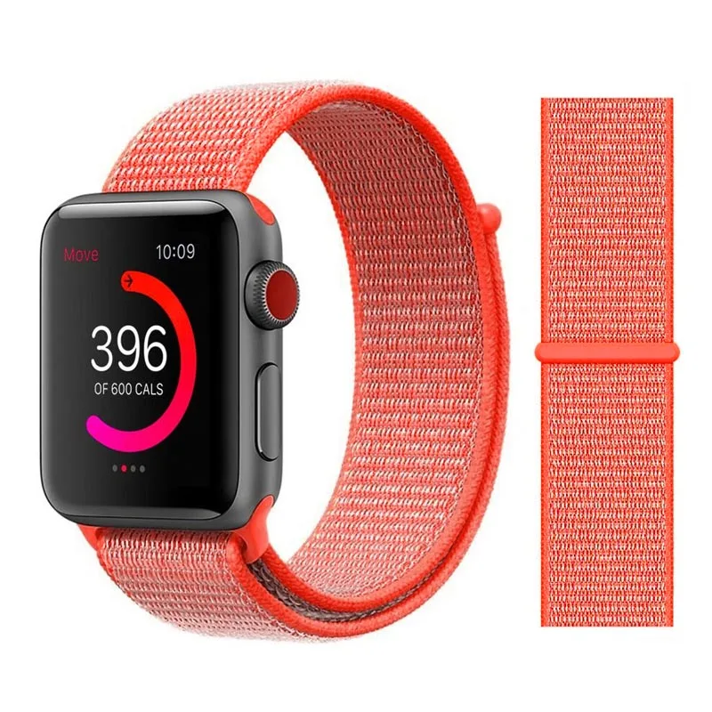 Spicy Orange Нейлоновый спортивный бесшовный мягкий для наручных часов iwatch серии 4/5/3/2/1 дышащий замена ремешок для наручных часов Apple Watch 38 мм/40 мм/42 мм/44 мм - Цвет ремешка: Spicy Orange