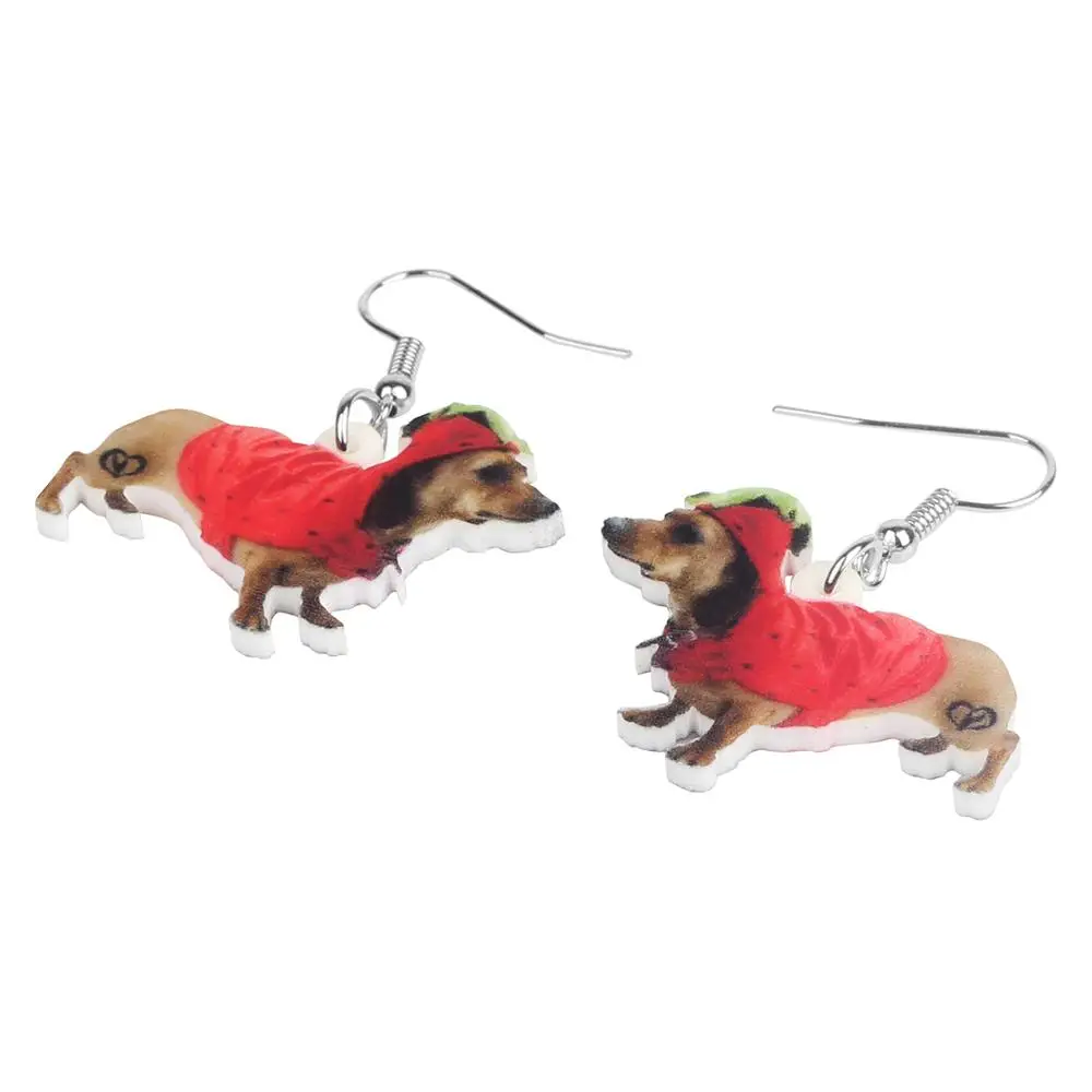 Bonsny акриловый Рождественский костюм такса собака серьги-подвески в форме капли