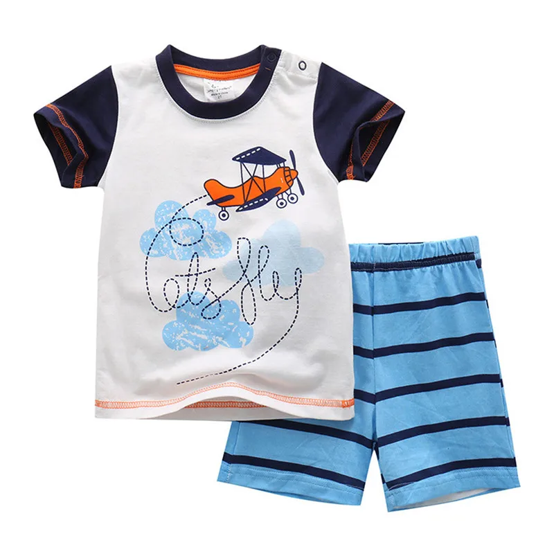 

2021 GODODOMAOYI Baby Summer Set Striped T Shirt + Shorts 2pcs Tracksuit Kids Boy Sports Clothing Set Clothes For Babyies Outfit