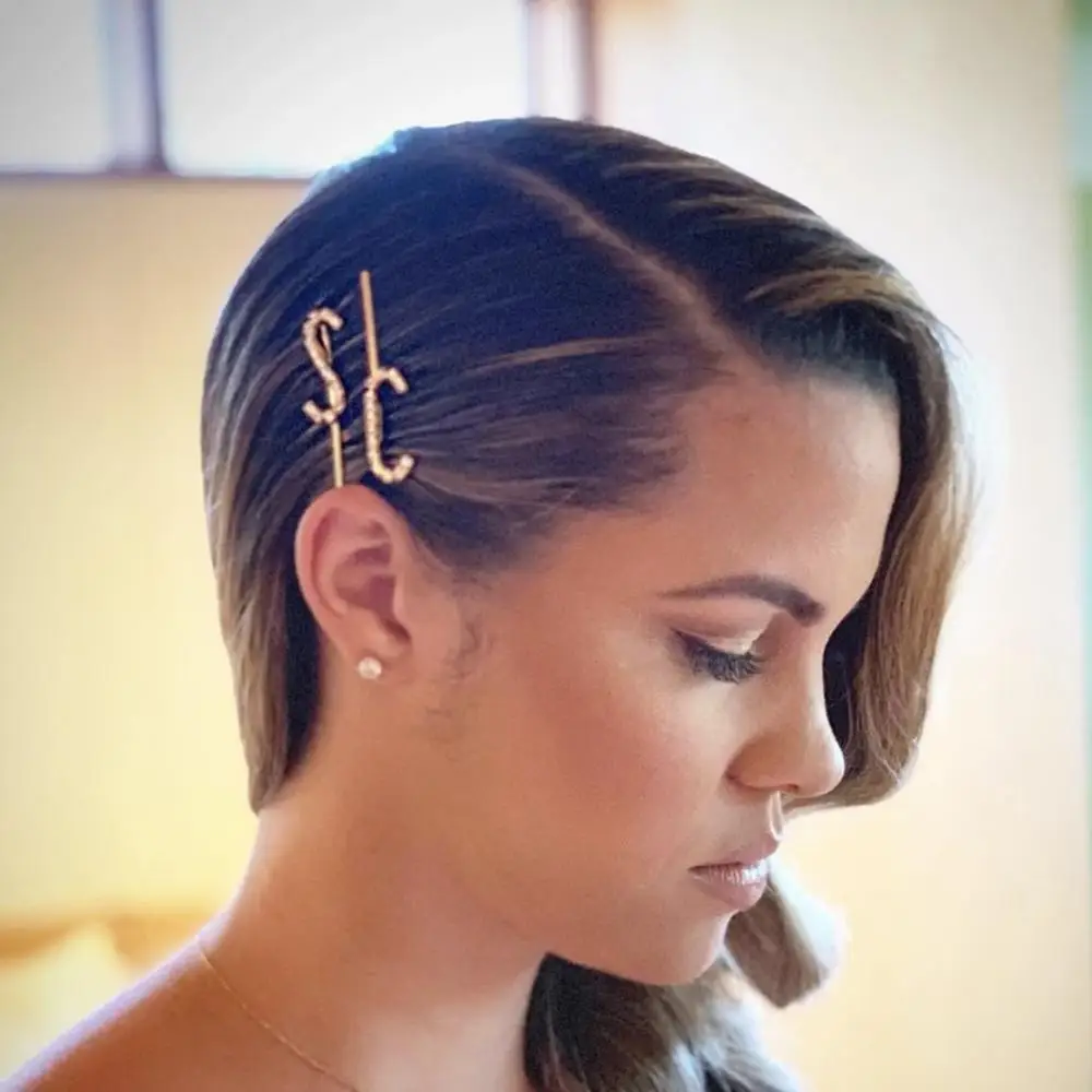 Женские заколки для волос StoneFans 26 букв с кристаллами со словами оптовая продажа