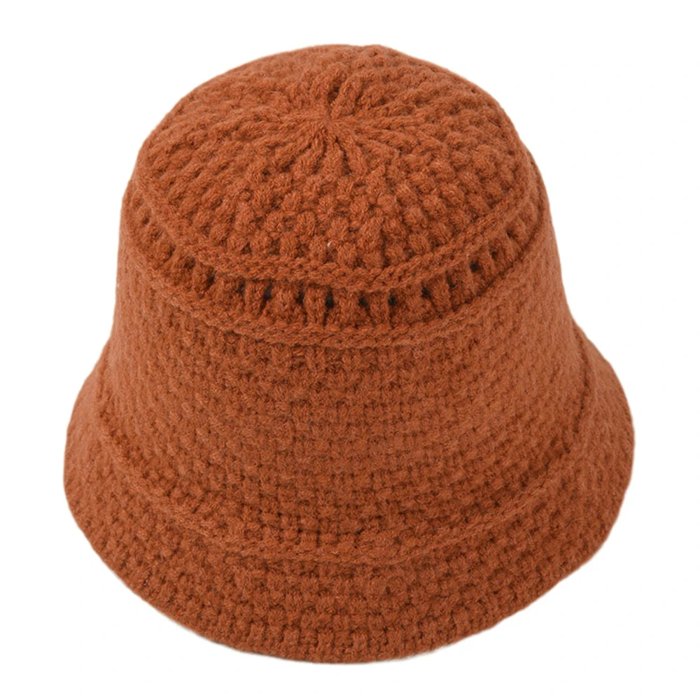 HOAREE Yellow Knitting Bucket Hat Womens Autumn Winter Women Hat Solid Harajuku Ladies 2021 New Arrival Wide Brim Fisherman Cap