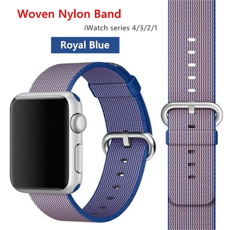 royalblue Нейлоновый ремешок для apple watch band 42 мм 38 мм iWatch 4 Band 44 мм 40 мм браслет ремень Спортивная петля ремешок для apple watch 4 3 2 1 - Цвет ремешка: royalblue
