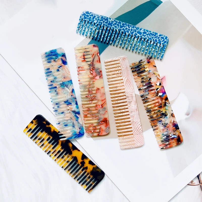 

Korean Style Acetate Anti-Static Massage Hair Comb Colorful Tortoise Shell Print Large Wide Tooth Hairbrush Hairdressing Styling