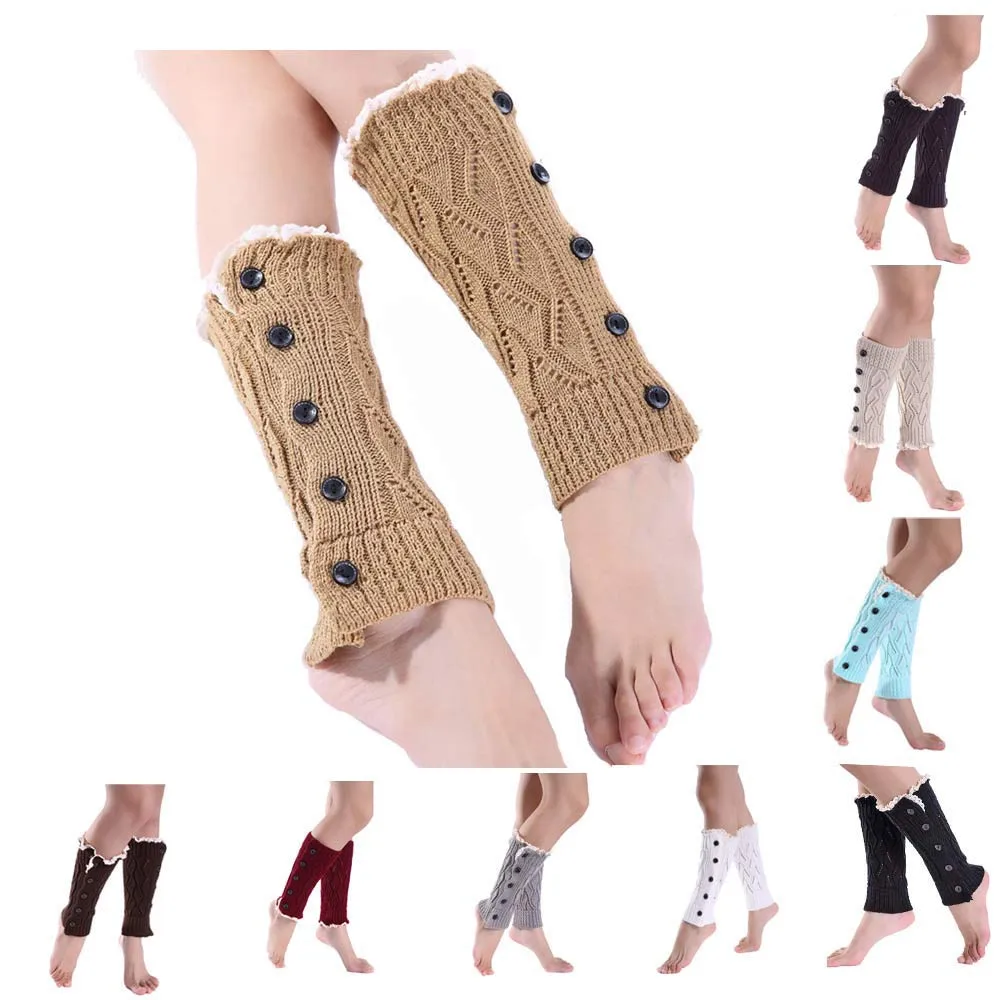 Женские вязаные гетры с манжетами и дырками однотонные кружевные женские носки