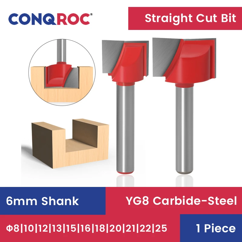 

6mm Shank Straight Cut Router Bit 11-Option Diameter-8~25mm Tungsten Carbide Woodworking Milling Cutter