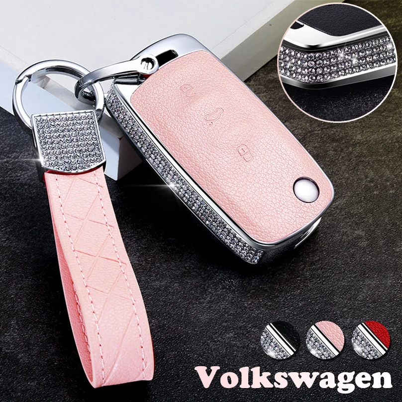 

2019 Luxurious Starry Bling Crystal Diamond Key Case Shell Protector for VW New Passat Lavida Tiguan POLO Bora Gifts For Women
