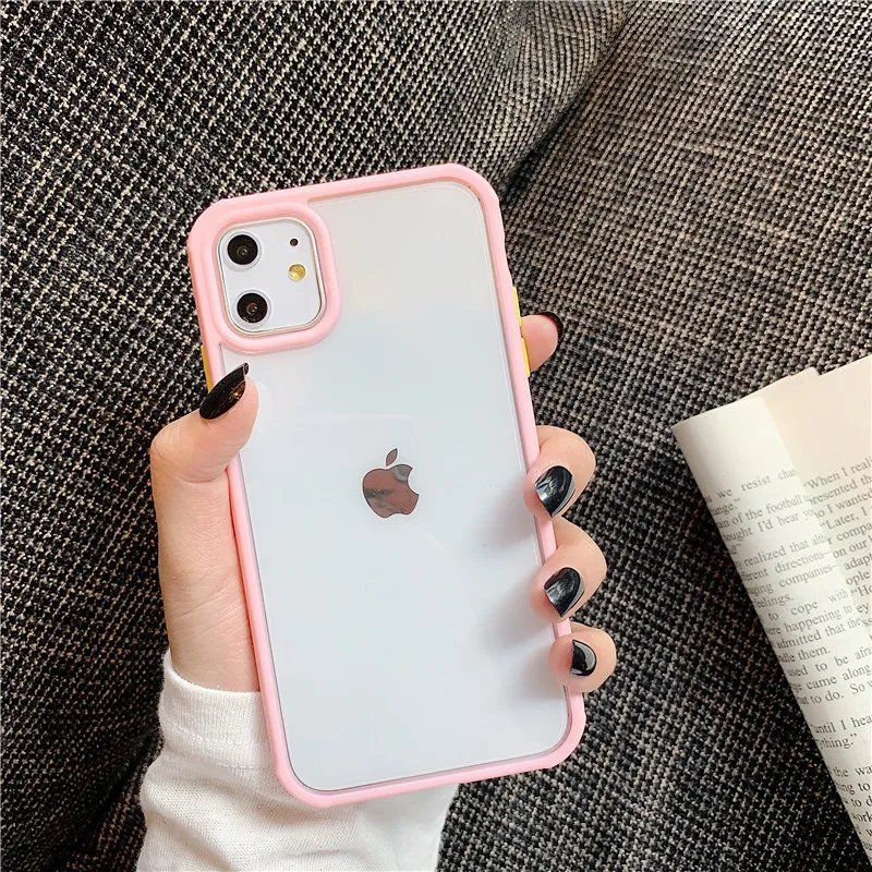Яркий Матовый Бампер, прозрачный чехол для iphone 11 Pro Max XR Xs X+ 7 8 Plus, мягкая рамка, Твердый акриловый чехол