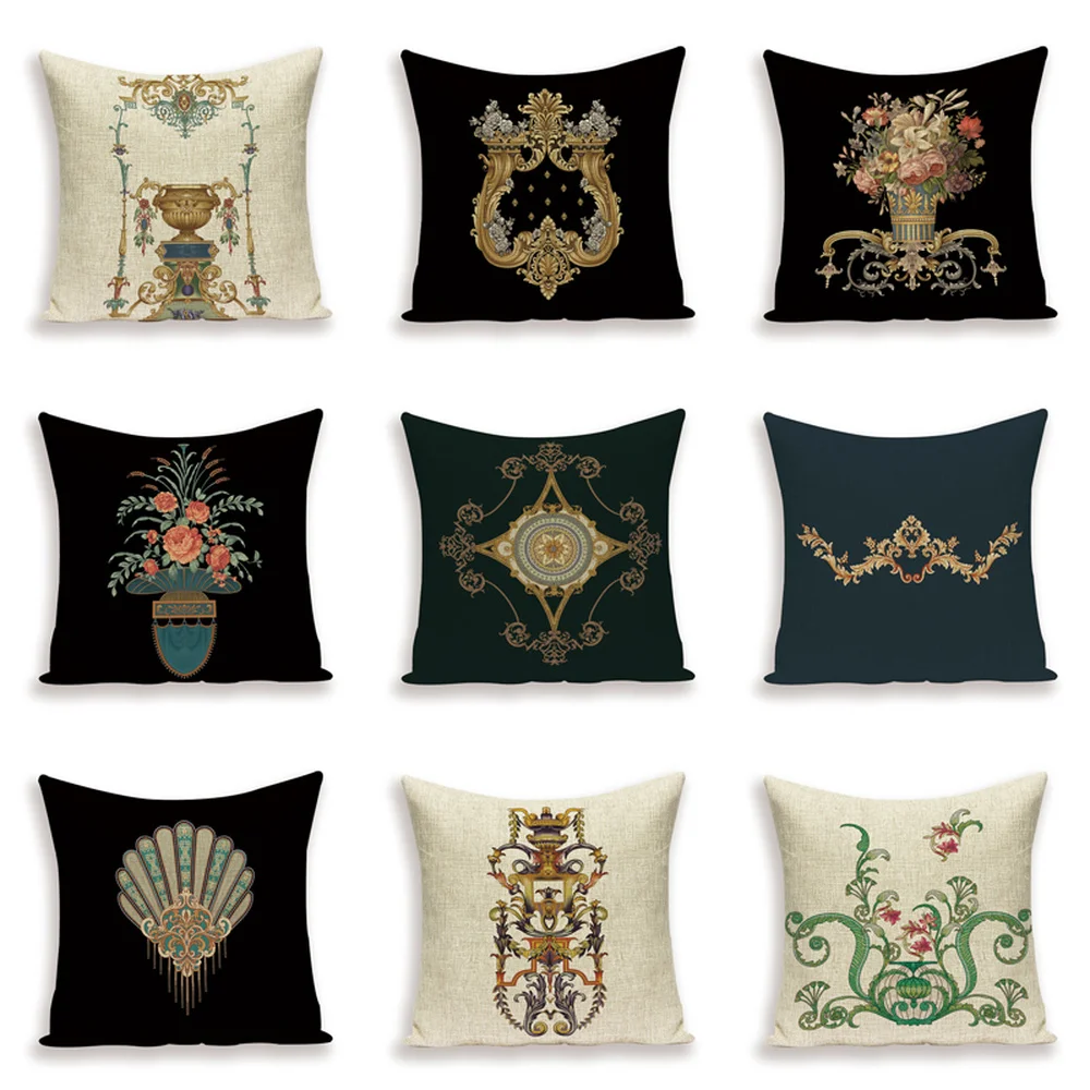 Потертая искусственная наволочка растительный декор из полиэстера винтажный