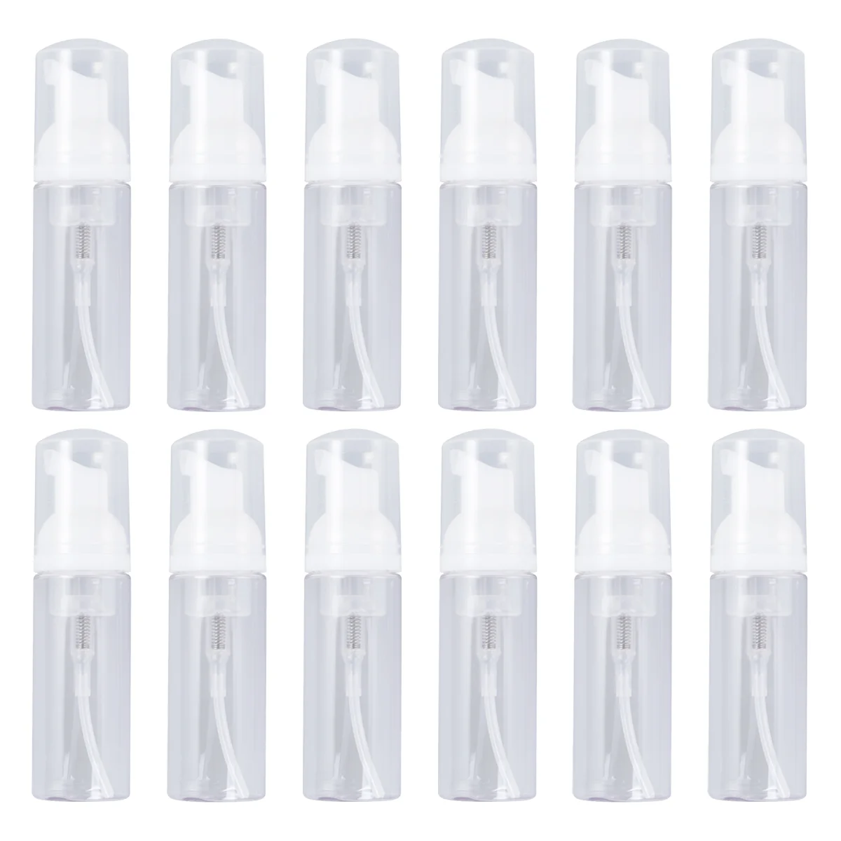 

12pcs 60ML Pump Bottle Foaming Bottle Cosmetic Dispenser for Shampoos Facial Cleanser Liquid Soap (Transparent)