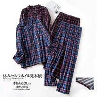 7xl extra large plus size mens autumn and winter plaid design long sleeved trousers suits flannel home clothes men pajamas set