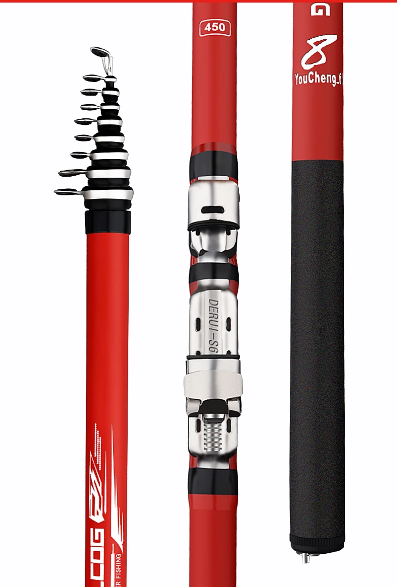

Portable Rotary Fishing 3.6M4.5M5.4M6.3M Fishing Rod Tough Carbon Fiber M Power Telescopic Travel Sea Boat Rock Fishing Rod