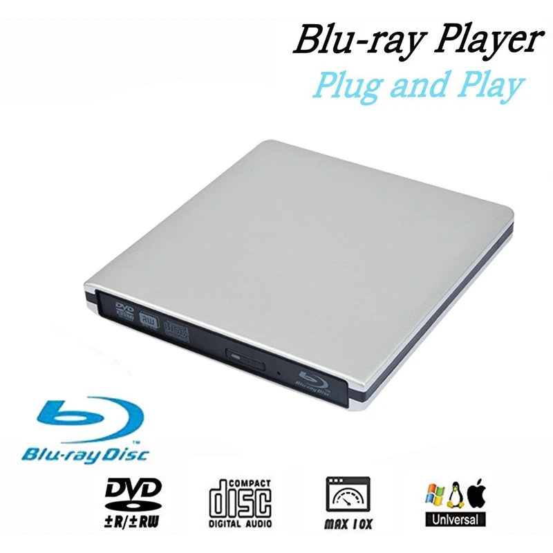External Blu Ray DVD Drive 3D USB 3.0 Portable Bluray CD Burner RW Row For OS Windows 7 8 10 Linxus PC | Электроника