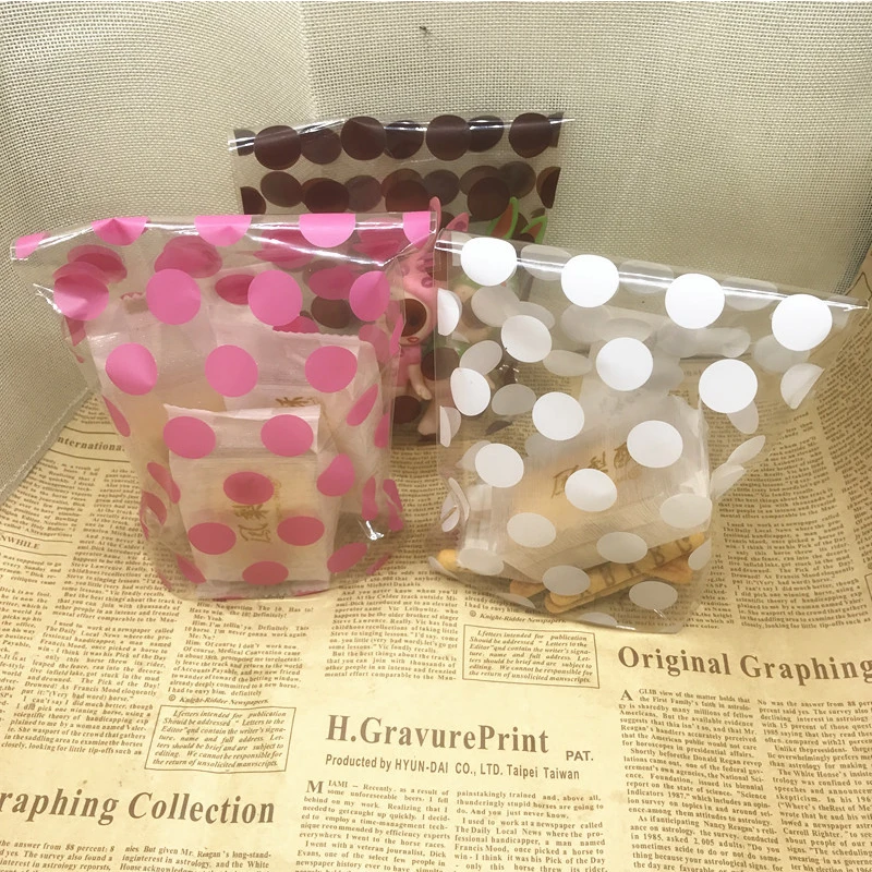 100 шт в горошек принтованные конфеты подарочные пакеты пластиковые Подарочные