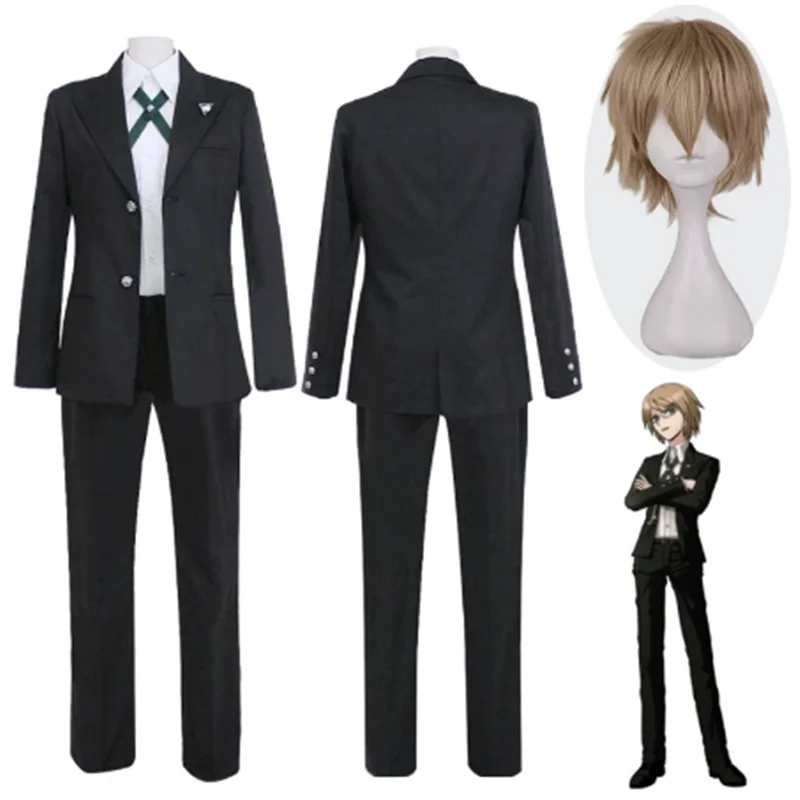 Костюм для косплея Byakuya Togami из данганронпа короткий коричневый парик униформа