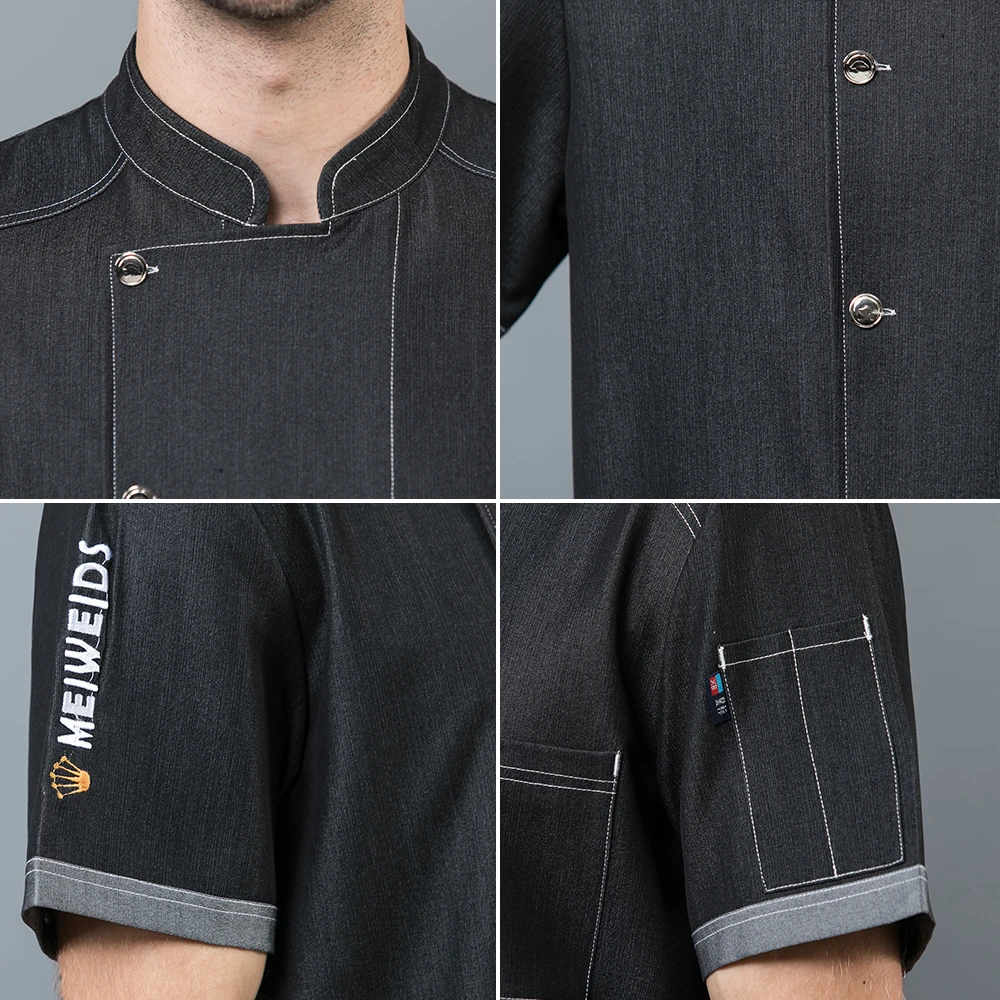 Джинсовая куртка для шеф повара верхняя одежда с коротким рукавом кухни