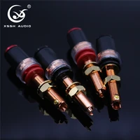 4pcs xssh audio hifi diy real red copper electronic banana plug female socket speaker power amplifier terminal long binding post