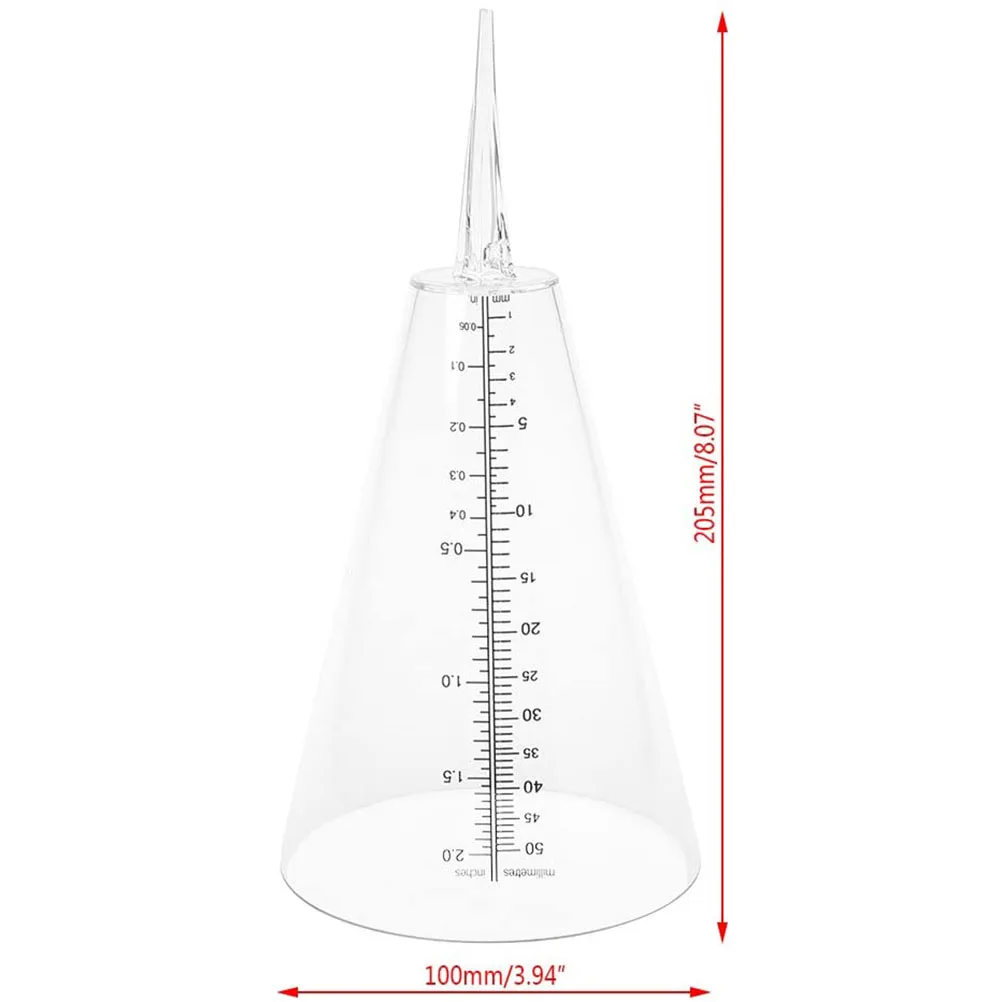 

Clear Rain Gauge Dual Scale Cone Rain Gauge Outdoor Rain Measuring Cup