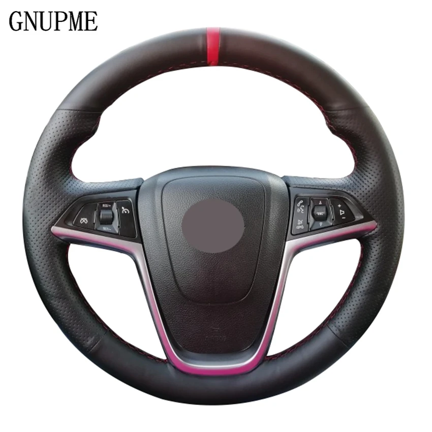 Искусственная кожа Чехол рулевого колеса автомобиля Красный Маркер для Защитные