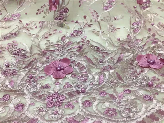 Новый дизайн африканская кружевная Лента ткань в розовую полоску Chantilly кружева
