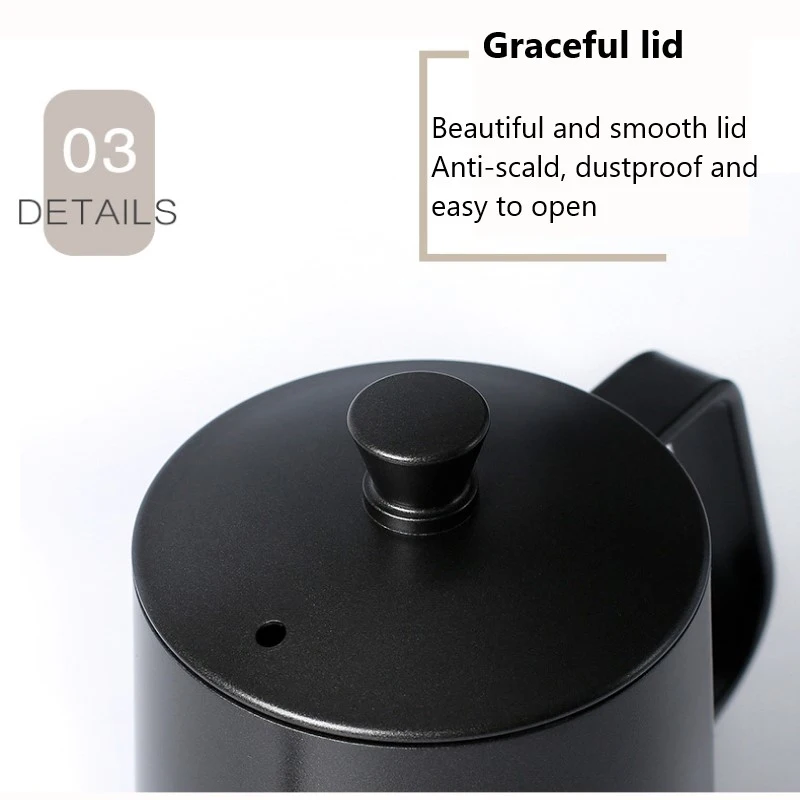 Stainless Steel Coffee Tea Pot Hand-punched Long Mouth Covered Bubble Spout Kettle Hand Drip Thin Hot Sale |