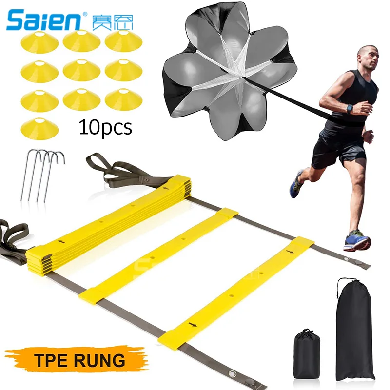

Speed Agility Training Kit—Includes Agility Ladder with Carrying Bag, Resistance Parachute.Use Equipment to Improve Footwork An
