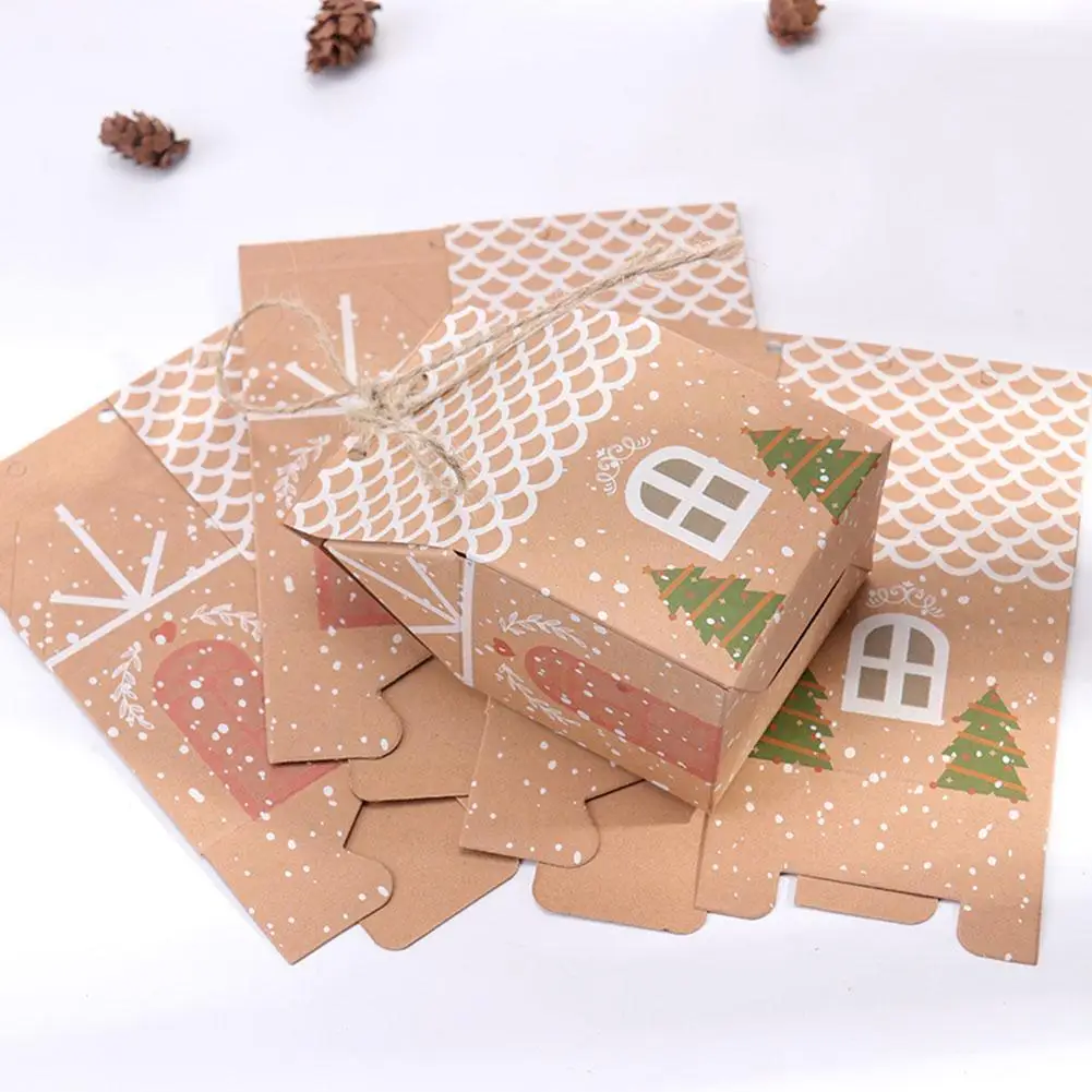 

Рождественская коробка из крафтовой бумаги, 10 шт., коробка для праздничных конфет, подарочная упаковка T8R4