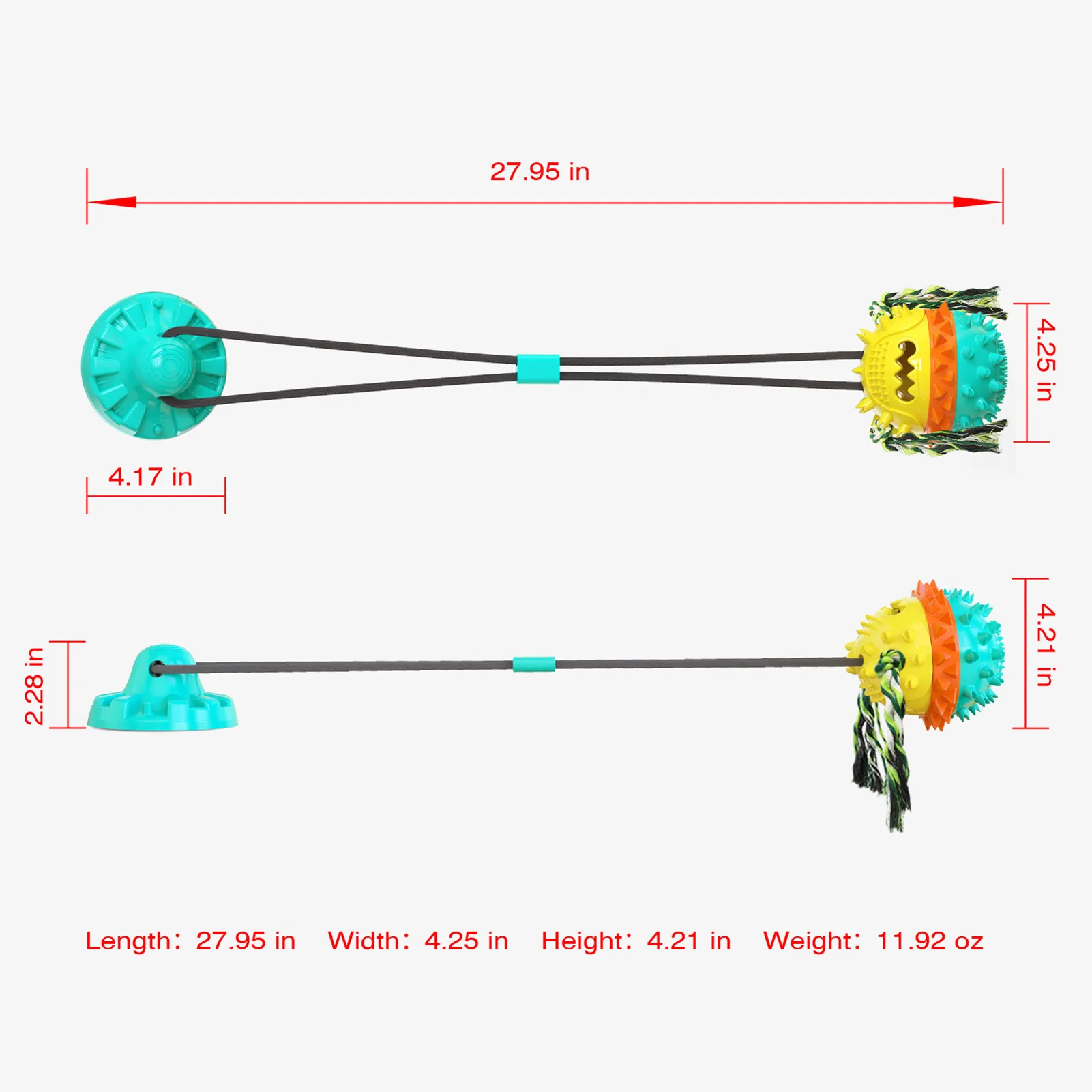 

Dog Squeaky Chew Toy Food Dispensing Ball Suction Cup Tug Toy