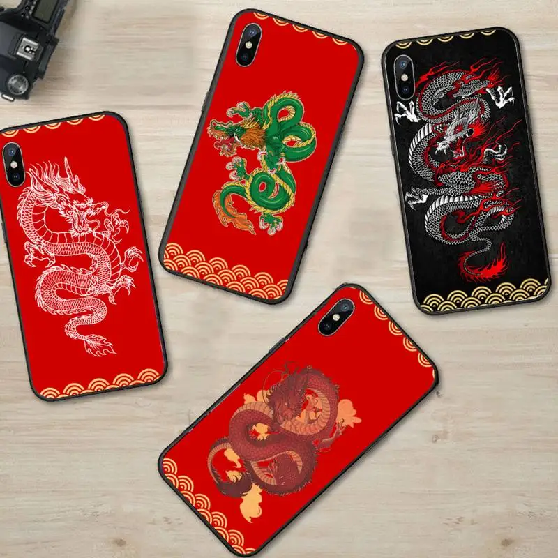 

Chinese Dragon Design pattern Phone Case For iphone 12 11 13 7 8 6 s plus x xs xr pro max mini