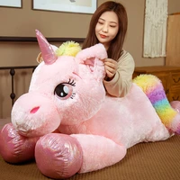 kawaii unicorn plushie stuffed animal plush toys soft big horse skin semi finished pillow cushion birthday gifts for girls kids