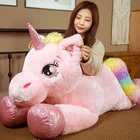Kawaii Единорог плюшевое Животное Плюшевые игрушки Мягкая Большая лошадь кожа полуготовая Подушка подарок на день рождения для девочек Дети