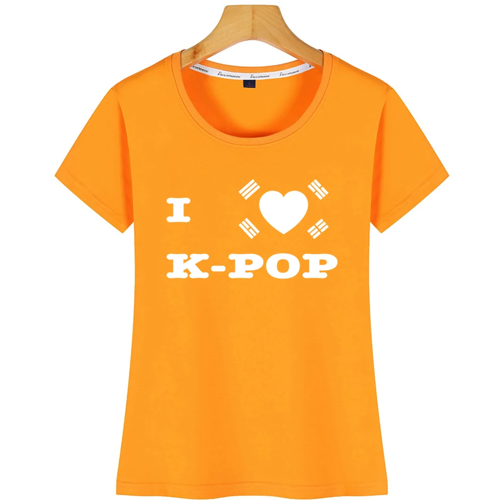 Топы футболка женская я люблю Kpop Корейская Kdrama Namsan смешная белая короткая |