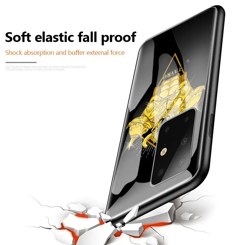 glass case for samsung galaxy s20 fe s10 s9 s8 plus note 20 ultra 10 lite 9 8 tempered phone cover capas anime saint seiya logo free global shipping
